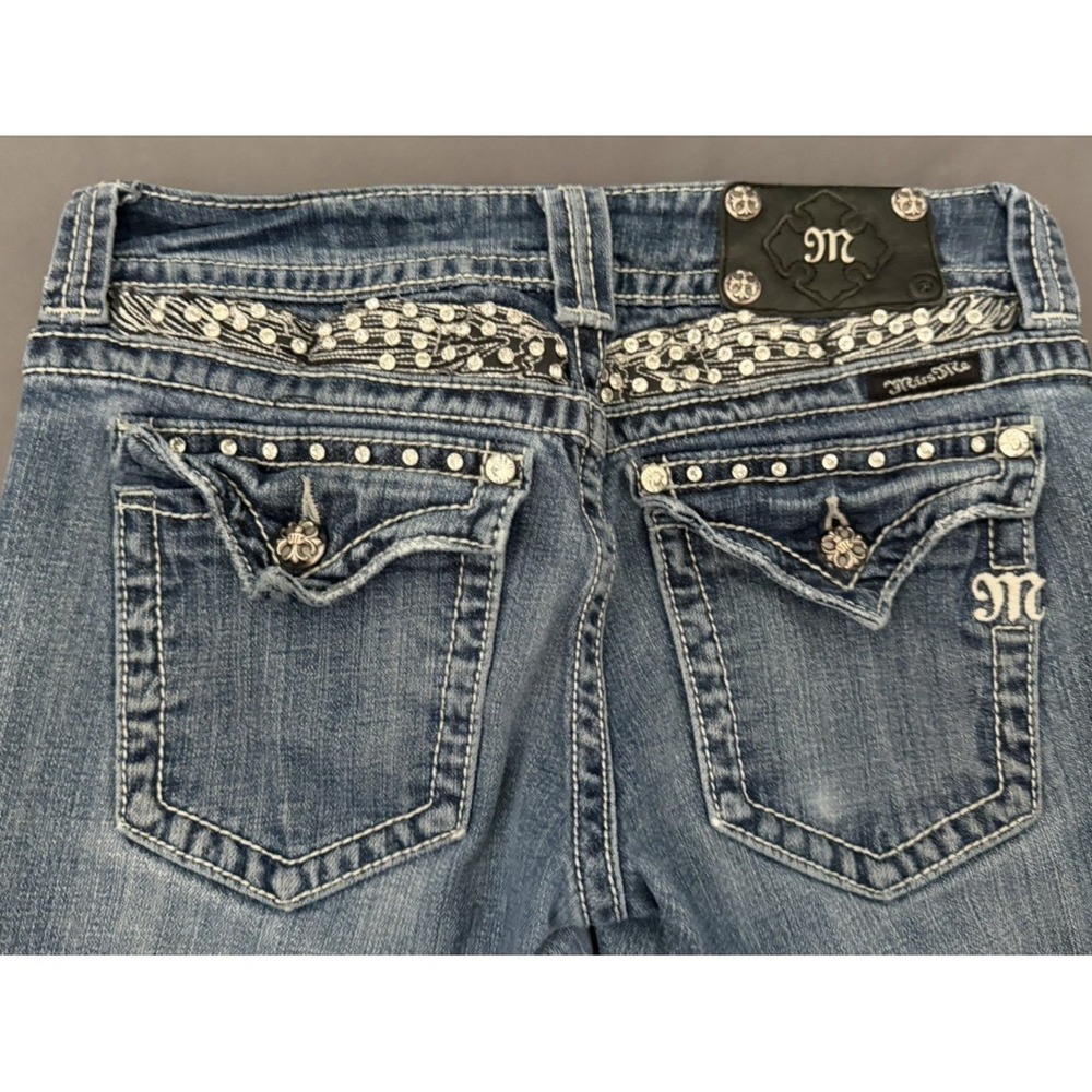 Miss Me Jeans Womens Size 28 Bootcut Medium Wash Embroidered Embellished Stretch - Picture 13 of 15